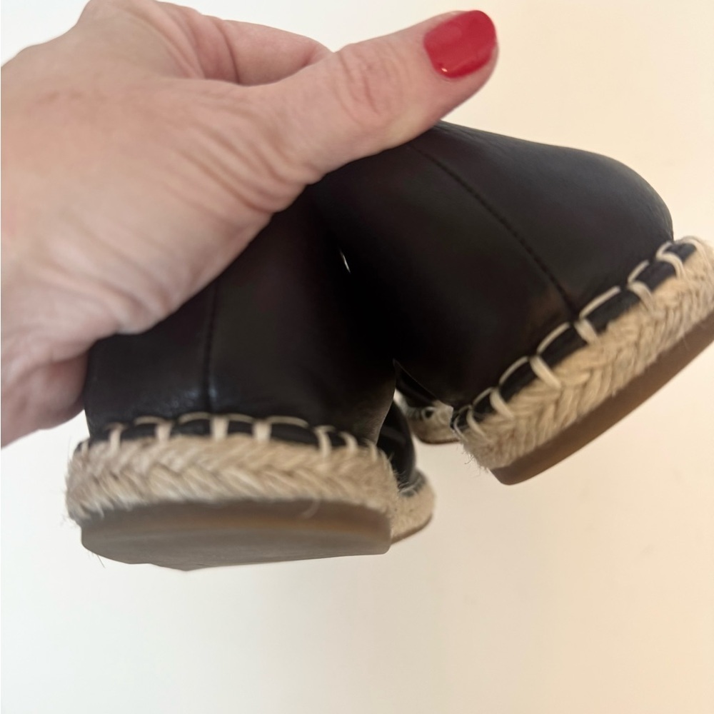 Eileen Fisher Lee Washed Leather Espadrille Shoes in Black Size 9.5 - Picture 4 of 7